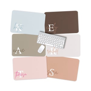 Personalized Initial Name Boho Desk Pad, Personalized Desk Cushion Pad, Monogram Initial Blotter Mat, Large Mouse Pad, Office, Modern Name