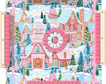 Custom Mahjong Mat, 31.5", Neoprene, Personalized, Monogrammed, Initial, Winter, Holiday, Christmas, Gingerbread House, Preppy