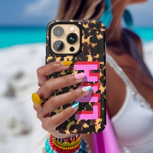 Personalized Shadow Initial Phone Case, Custom Name, iPhone 16, 15, Magsafe, iPhone 16, Pro Max, Mini, Iphone 12, Tortoise shadow initials