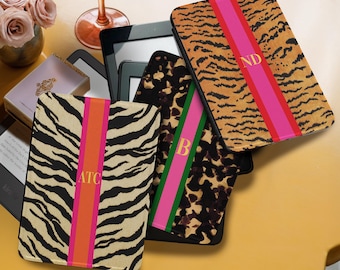 Personalized Kindle Case, 6",6.8",7",11th Gen, Paperwhite,Colorsoft, Signature,Custom Cover,Handle, Initials, Tortoise, Zebra, Tiger, Stripe