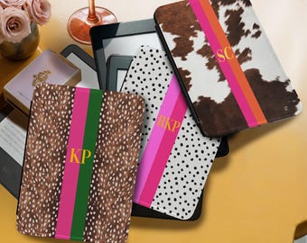 Personalized Kindle Case, 6",6.8",7",11th Gen, Paperwhite, Colorsoft, Signature,Custom Cover, Handle, Initials, Cow, Antelope, Dots, Stripe