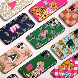 Personalized Animal Initial Phone Case, Custom Letter Case, iPhone 16 case, 15, 14, 17, Magsafe, Pro Max, Leopard, Cheetah, Tiger, Zebra