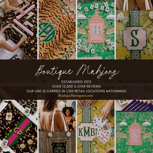 Custom Mahjong Mat, Personalized, Monogram, Letter, Initial, Preppy Longhorn Cow, Preppy, Chinoiserie, Flamingos, Pagoda, Pink, Green,Orange image 6