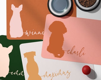 Custom Name Pet Feeding Mat, Multiple Sizes, Pet Food Placemats, Personalized Pet place Mat, Breeds, Monogram Pet, Name Handwriting Boho Mat