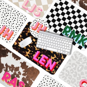 Custom Desk Pad, Personalized Cushion Pad, Initial Blotter Mat, Large Mouse Pad, Tortoise, Leopard, Checker, Cow, Dalmation Dots, Initials
