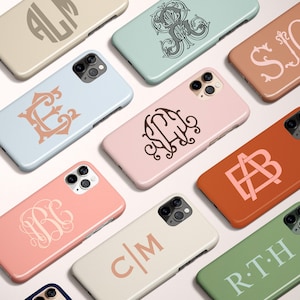 Personalized Monogram Phone Case, Custom, iPhone 15 Case, Iphone 14, Magsafe, Galaxy, Pro Max, Mini, 16, 15, 14, 17, choose colors, monogram