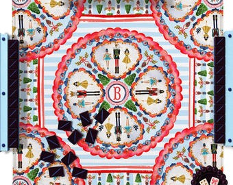 Custom Mahjong Mat, 31.5", Neoprene, Personalized, Monogrammed, Initial, Winter, Holiday, Christmas, Nutcracker, Ballerina, Preppy