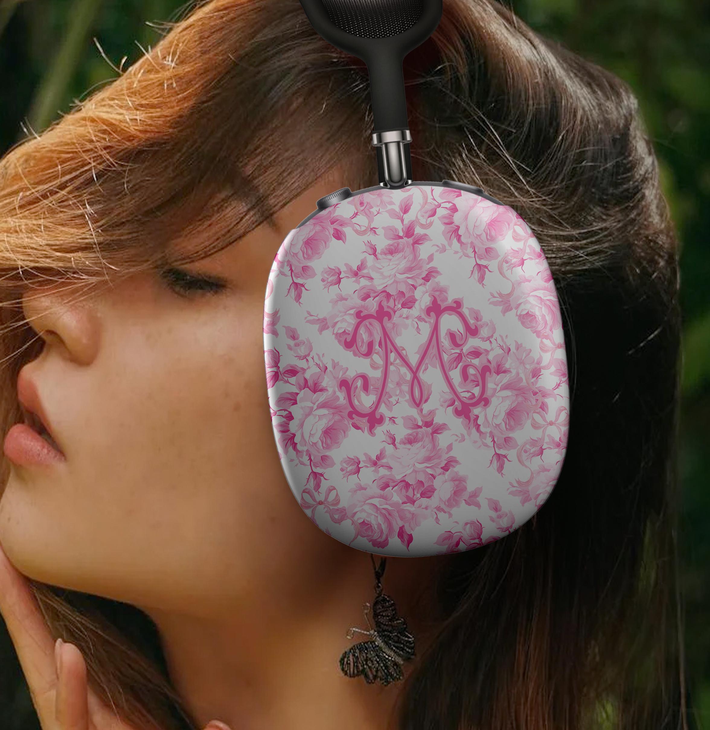 Personalized Airpod Max Covers, Custom Air Pod Max, Snap Headphone Protective Cover, Initials, Letters, Love Fancy Roses, Ribbons, Coquette