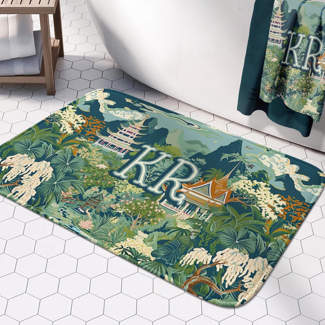 Monogrammed Bath Mat, Personalized Rug, Bathroom, Memory Foam ...