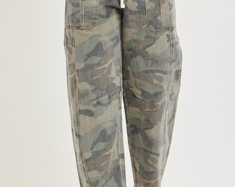 Risen High Rise Slouchy Crop Barrel Camo Pants