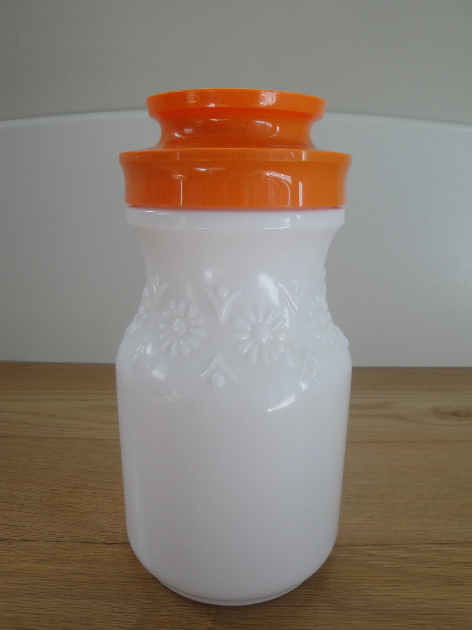 Vintage Tang White Milk Glass Jar with Orange Plastic Lid Etsy