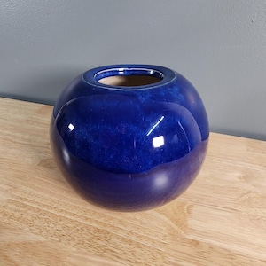 Blue Mid Century Ceramic Planter Vase image 1