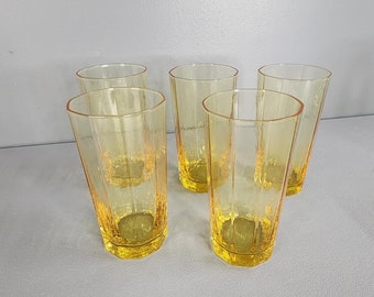 Set of 5 Amber Drinking Glasses