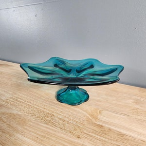 Blue Glass Pedestal Dish image 1