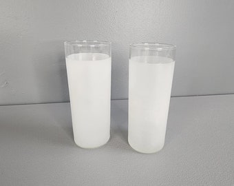 Set of 2 Frosted White Highball Drinking Glasses