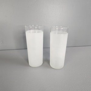 Set of 2 Frosted White Highball Drinking Glasses