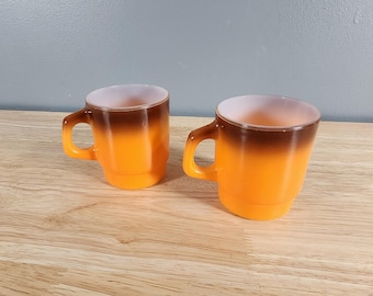 3 Vintage Fire-king Ivory Glass Coffee Mugs /details in