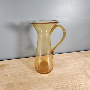 Amber Glass Pitcher Vase 13&quot; Tall