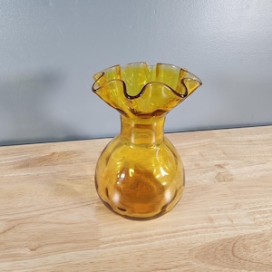 Mid Century Amber Glass Blenko Style Vase