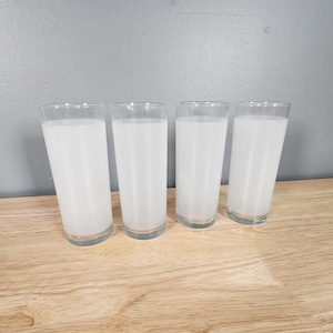 Set of 4 Frosted White Highball Drinking Glasses