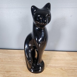 Vintage Black Ceramic Cat Figurine