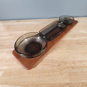 Digsmed Teak Serving Tray with Glass Bowls