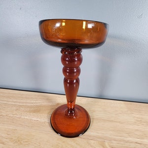 Vintage Amber Glass Candle Holder