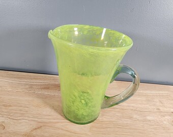 Vintage Green Blown Glass Pitcher