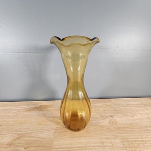 Mid Century Amber Glass Vase 14.25&quot; Tall