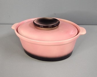 Large Hull USA 36 Pink Lidded Casserole Bowl Pot