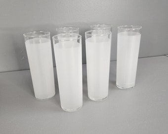 Set of 6 Frosted White Highball Drinking Glasses