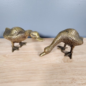 Paar Enten Skulpturen aus Messing