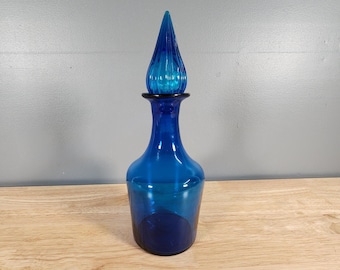 Blue Blown Glass Decanter Vase