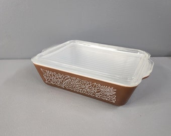 Pyrex 503 B Woodland Brown Refrigerator Dish with Lid