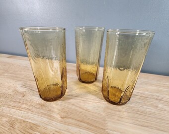 Set of 3 Anchor Hocking Amber Tumbler Drinking Glasses