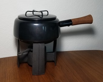 Dansk Kobenstyle Black Fondue Pot W/ Warmer Stand