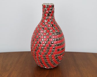 Red Mosaic Bottle Vase