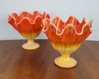 One Orange Milk Glass Vase