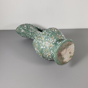 Large Speckled Green, White and Gold Pottery Vase image 4