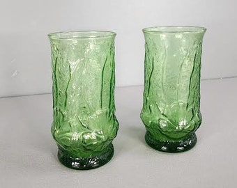 Set of 2 Anchor Hocking Rain Flower Drinking Glasses