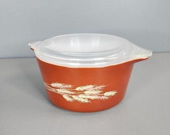 Pyrex 473 B Bowl With Lid Autumn Harvest Wheat