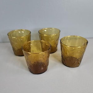 Set of 4 Decatur Glass Texglass Pinched Thumbprint Drinking Glasses image 1