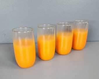 Set of 4 Blendo Frosted Orange Drinking Glasses