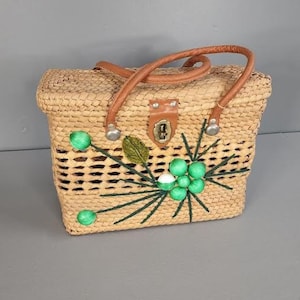 Vintage Rattan Woven Wicker Bolso bolso de transporte