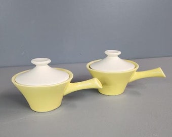Set of 2 Cameron Clay Lidded and Handled Bowls