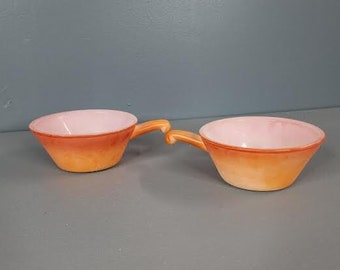 One Orange and Red Anchor Hocking Fire King Handled Bowl MULTIPLES AVAILABLE