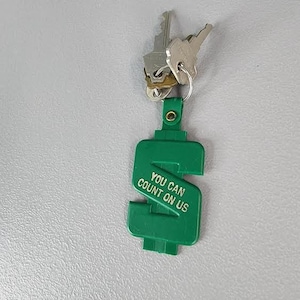 Vintage Farmers Savings Bank Keychain Tag W/ Keys Keota, Iowa