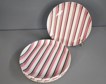One W. S. George Pink Striped Dinner Plate (Multiples Available)