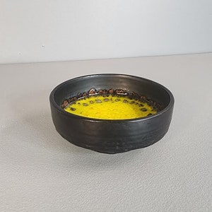 Black and Yellow Ceramic Modernist Pottery Bowl image 1