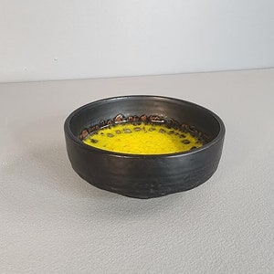 Black and Yellow Ceramic Modernist Pottery Bowl